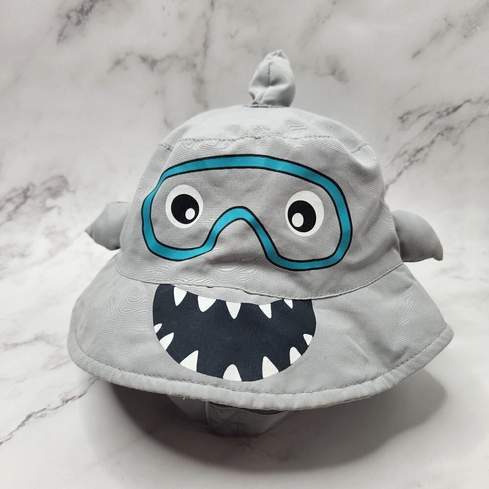 $10 SALE Shark Snorkeling Boys Swim Sunhat Hat Adjustable Strap 0-6M